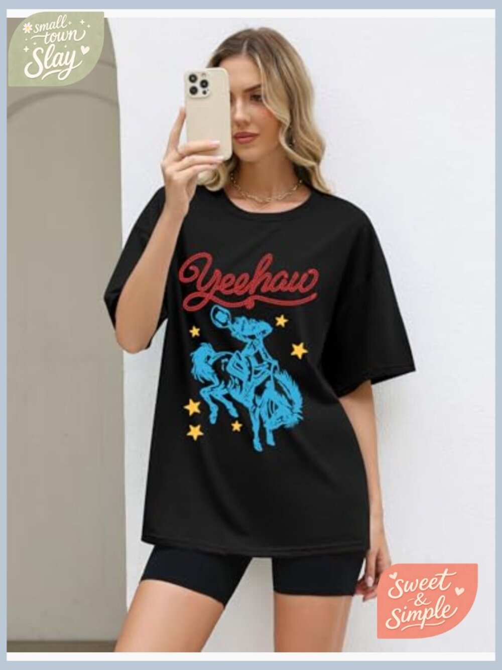 Oversized Graphic T-Shirt Short Sleeve Crewneck Summer Loose Fit Tee - Picture 4 of 7